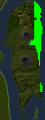 Island after being modified (green areas are modified area that were not downloaded).