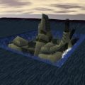 The previously sunken Ancient Lugian Fortress appears to be erupting to the surface just off the coast of Singularity Caul.